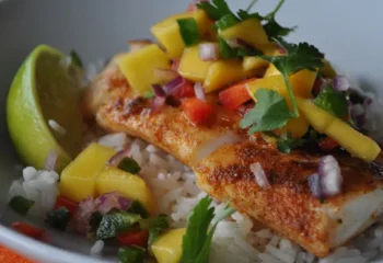 Blackened cod with mango salsa