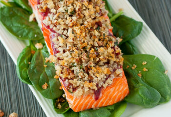 Pecan crusted salmon with cranberry glaze Pecan crusted salmon with cranberry glaze