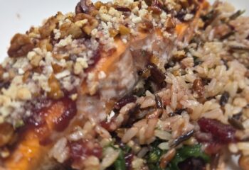 Pecan crusted salmon with cranberry glaze