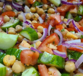 Cucumber, chick pea salad