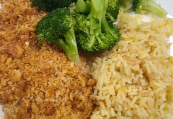 Baked breaded chicken dinner